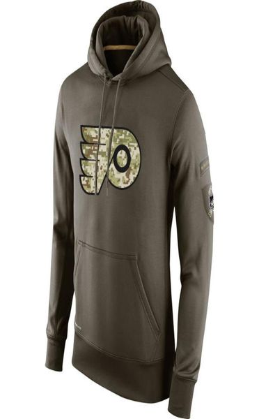 Philadelphia Felpa Flyers Olive Salute To Service KO Performance hockey su ghiaccio Felpa con cappuccio uomo donna5371760