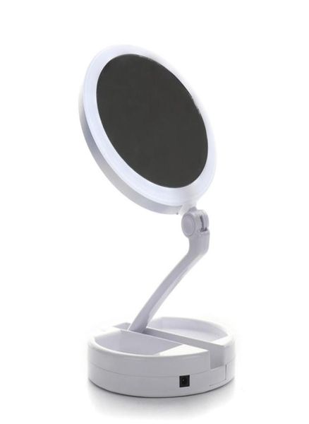 Specchio pieghevole Specchio per trucco a LED Vanity Compact Make Up Specchi tascabili Vanity Specchio cosmetico a mano Lenti d'ingrandimento 10X8034394