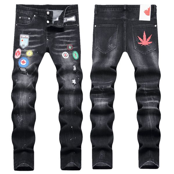 Мужские джинсы dsq в стиле хип-хоп, рок, мото, повседневный дизайн, рваные джинсы скинни, тонкие джинсовые байкерские джинсы DSQ2 COOLGUY JEANS 1023, синие