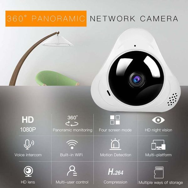 Wifi Panorama Kamera Nachtsicht 1080P Sicherheit Kamera Bewegung Überwachung APP Zwei-Wege Sprechen Überwachung Smart Home Kamera video CCTV