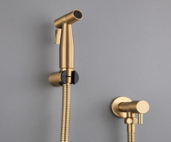 Antikes gebürstetes Gold-Duschset, Hand-Bidet-Sprayer, Edelstahl-WC-Bidet-Wasserhahn, Shattaf-Ventil, Jet-Set, Duschkopf Y2006101868