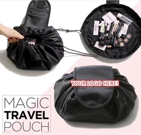 Bolsa cosmética portátil com cordão, armazenamento, bolsa de viagem, artefato de grande capacidade, organizador de maquiagem dobrável, aceita impressão de logotipo 4990494