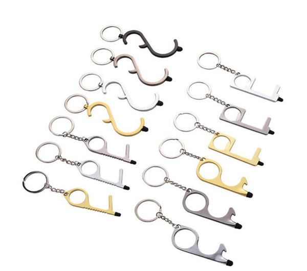 13 estilos de metal segurança touchless imprensa elevador ferramenta chave inteira gancho mãos maçaneta da porta abridor ferramenta chaveiro keyring8398390