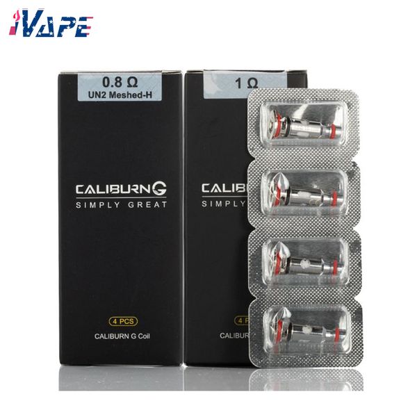 Bobina de substituição Uwell Caliburn G UN2 Meshed-H 0,8ohm e 1,0ohm Opções 4 unidades por pacote Compatível com vários kits