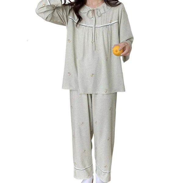 Frühling Herbst Damen Langarmhose Popeline Pyjamas Frühling und Herbst Homewear Anzug Nachtwäsche Sets Pyjamas 240108