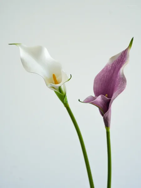 Dekorative Blumen, künstliche Blume, Doppelblütenblatt, Calla-Lilie, PU, lila, für Heimdekoration, langer Stiel, Hochzeit, Blumenarrangements