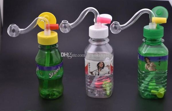 mini bottiglia per bevande in plastica colorata economica e protable da viaggio Bong Tubo dell'acqua Olio Rigs Tubo dell'acqua per fumare7763033