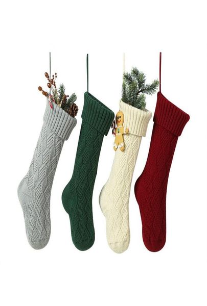 Novo personalizado de alta qualidade malha natal meia sacos de presente malha decorações de natal meia de natal grandes meias decorativas se8318134
