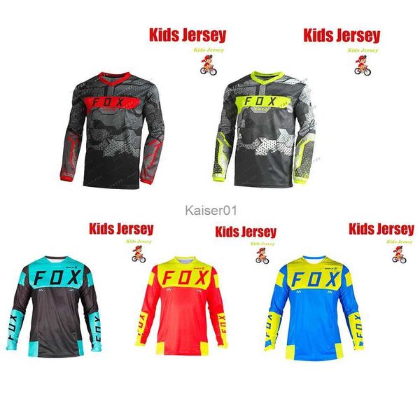 Camisas de ciclismo Tops Crianças Off Road Racing Downhill Jersey Bicicleta Camiseta Motocicleta Motocross Camiseta BAT FOX MTB Enduro Camisa infantil