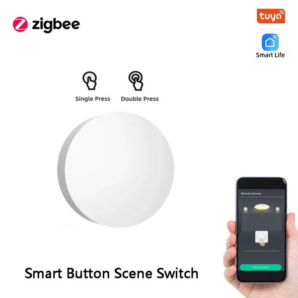 Tuya ZigBee Smart Push Button Szene Schalter Drahtlose Fernbedienung auf Aus Schlüssel Controller Multi-szene Verknüpfung Smart Switches 240108