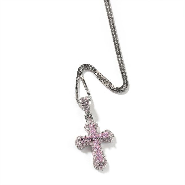 mini croce catena corta alla clavicola diamante da donna intarsiato gioielli alla moda diamante oro 18k argento sterling collana con pendente a catena cubana hip hop