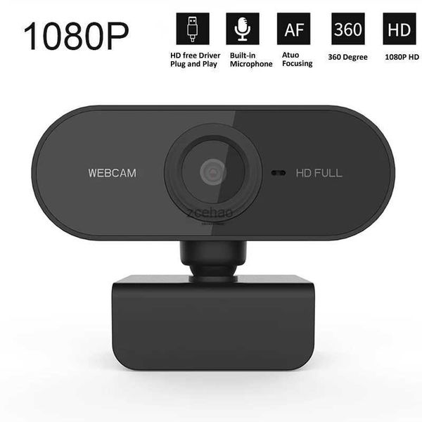 Webcam Full HD 1080P Webcam Computer PC Web Camera con microfono Telecamere rotanti per trasmissione in diretta Videochiamata Conferenza LavoroL240105