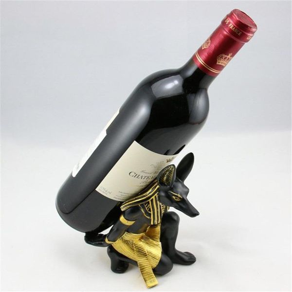 Resina anubis deus rack de vinho suporte para garrafa de vinho animal cão egípcio deus suporte de vinho acessórios decoração de bar para casa preferido240n