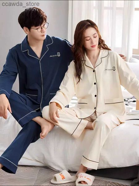 Homens Pijamas Casal Pijama Conjunto Casal Combinando Roupas Casa Quente Pijamas Inverno Homens Pijama Mulher Malha Duas Peças Natal Família Cetim Q240109