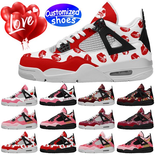 Amanti delle scarpe personalizzate scarpe da basket San Valentino scarpe fai da te in cartone animato Scarpe casual retrò uomo donna scarpe sneaker da esterno nero rosa taglia grande eur 36-49