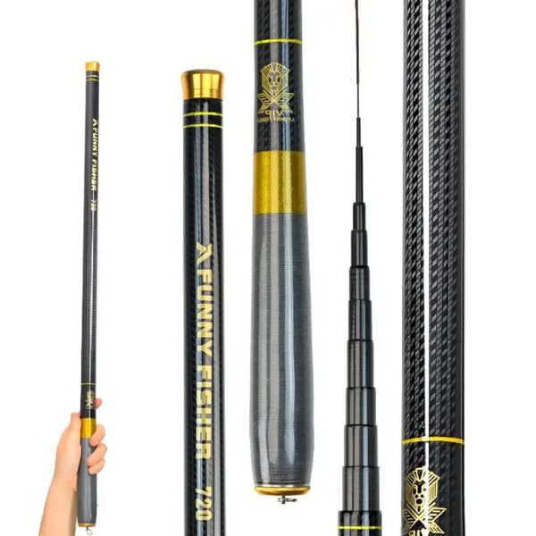 JOSBY Teleskop Angelrute Ultraleichte Super Harte Carbon Faser Tragbare Für Süßwasser Karpfen Stream Pole 36M 45M 54M 672M 240108