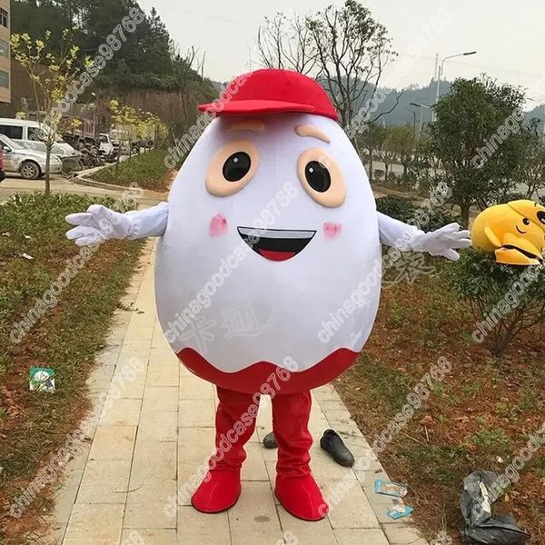 Performance Simpatico costume da mascotte a forma di uovo bianco Vestito da festa operato da Halloween Vestito da personaggio dei cartoni animati Vestito da carnevale per adulti Taglia Compleanno Vestito da esterno