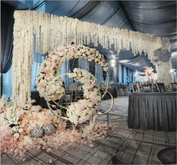 Elegante 100 cm jede Schnur, weiße Hochzeitszubehör, Orchideen, Blumenranken, modische Glyzinien-Girlande für Party, Gartendekoration. 7147923