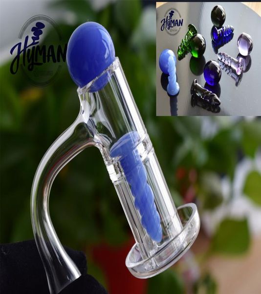 Hyman Traceless Quartz Banger Terp Slurper Dritto per fumare Set di viti in marmo colorato Bordo smussato Flat Top Bong per olio dab rig5416784