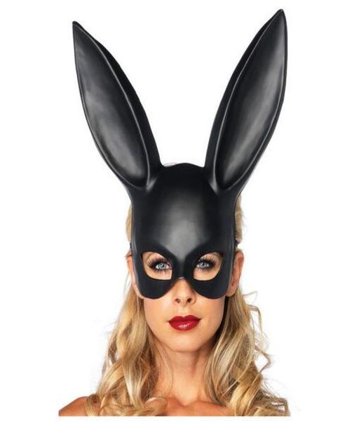 Casa jardim feminino menina festa orelhas de coelho máscara preto branco cosplay traje bonito engraçado máscara de halloween xb13105203