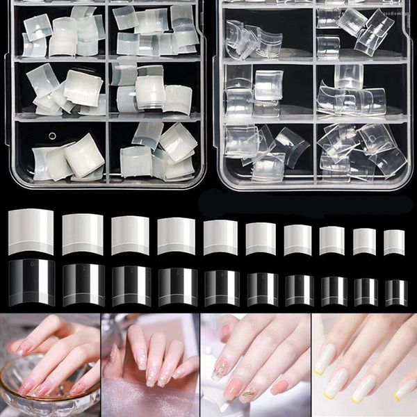 Unghie finte 500 pezzi French French Short Nail Tips Mezza copertura quadrata Trasparente Punta finta naturaleManicure artificiale acrilica