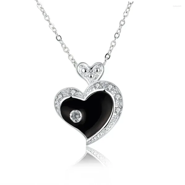 Collane con ciondolo Stile Gioielli in argento sterling 925 Collana personalizzata a forma di cuore Ms. Paint Matrimonio romantico