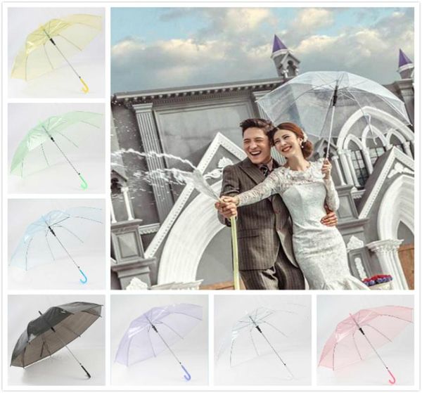 7 couleurs parapluie transparent PVC jell parapluie pour la décoration de mariage danse performance parapluies à long manche po accessoires umbrell3410158