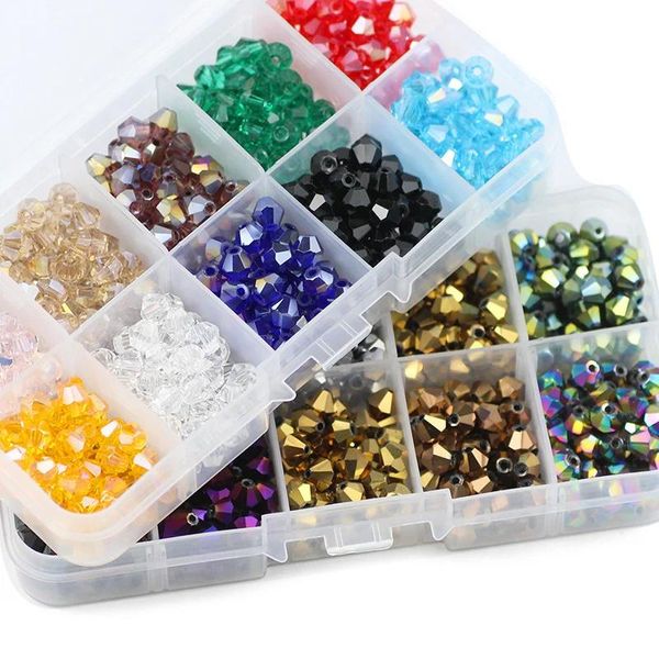 Armbänder Bicone Österreichischer Kristall 3/4/6 mm 500 Stück Glas Spacer Lose Perlen für Schmuckherstellung Armband Kleidung Zubehör Diy Kit Set Box