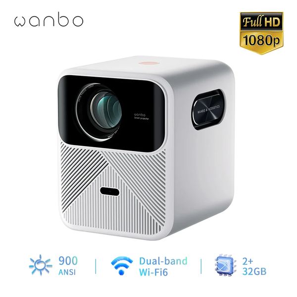 Wanbo Mozart 1 Projetor 2023 Novo 1080P Full HD 900 ANSI Lumens Android TV Home Cinema Auto FocusKeystone LCD LED Video Beamer