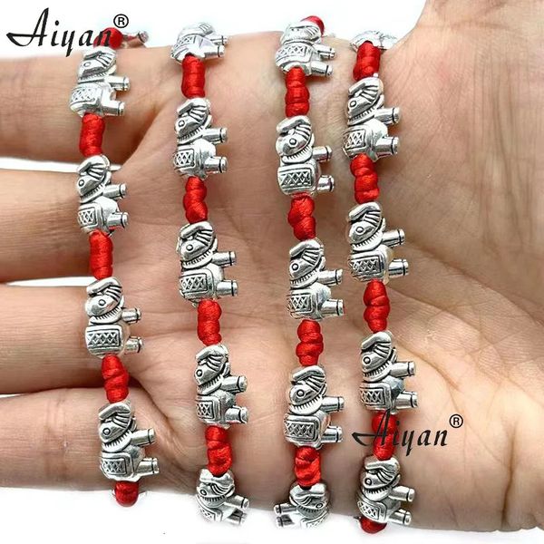 12 pezzi di otto elefanti braccialetto con nodo a vite con filo rosso possono essere regalati per rappresentare buona fortuna 240109