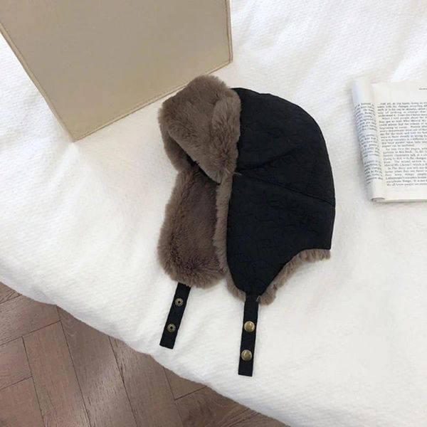 Berets inverno quente chapéu aconchegante engrossar earflap esqui para atividades ao ar livre macio à prova de frio protetor de ouvido acessório ciclismo