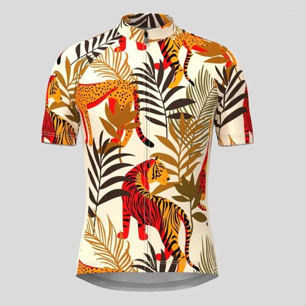 Giacche da corsa Leopard Tiger Abstract Nature Jungle Maglia da ciclismo Maglia da bici a maniche corte Abbigliamento da bicicletta Abbigliamento da strada di montagna Abbigliamento MTB