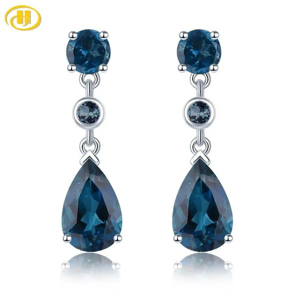 Ожерелья с натуральным синим топазом, однотонные серьги Sier для женщин, 4 карата, темно-синий топаз, грушевидная огранка, женские элегантные классические ювелирные изделия, подарок на Новый год
