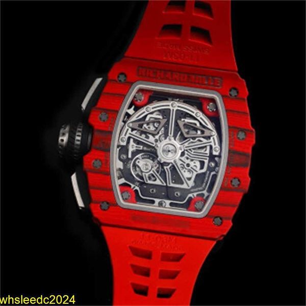 Relógio de luxo RichardMiler RM11-03 Relógios masculinos Flyback Cronógrafo Rm11-03 Vermelho Carbono Tpt Relógio Esqueleto Dial 50 mm HBTE