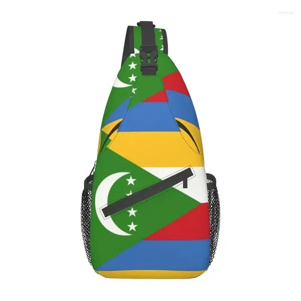 Rucksack, modische Flagge der Komoren, Umhängetasche für Reisen, Wandern, Herren-Crossbody-Brust-Schulter-Tagesrucksack