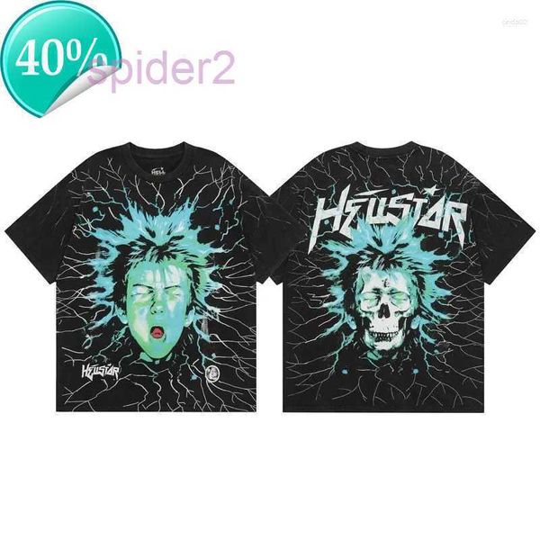 Herren T-Shirts Hellstar Shirt Electric Kid Kurzarm T-Shirt Washed Do Old Black Hell Star T-Shirt Männer Frauen Kleidung XR3S