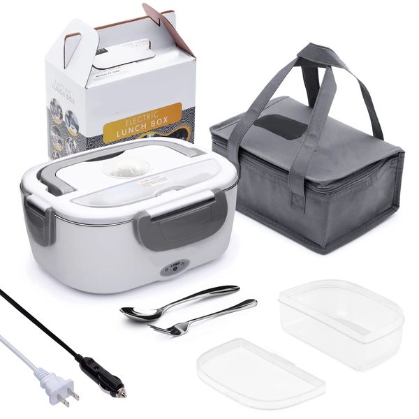 Lunch Box elettrico Scaldavivande 2In1 Scaldavivande portatile per auto Casa A prova di perdite 2 Scomparti 12V 24V 110V 220V Pentola 240109