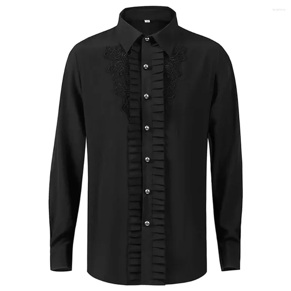 Camicette da donna Camicie con volant vintage alla moda Camicia da donna rinascimentale vittoriana Steampunk Tinta unita con pieghe a fisarmonica gotica