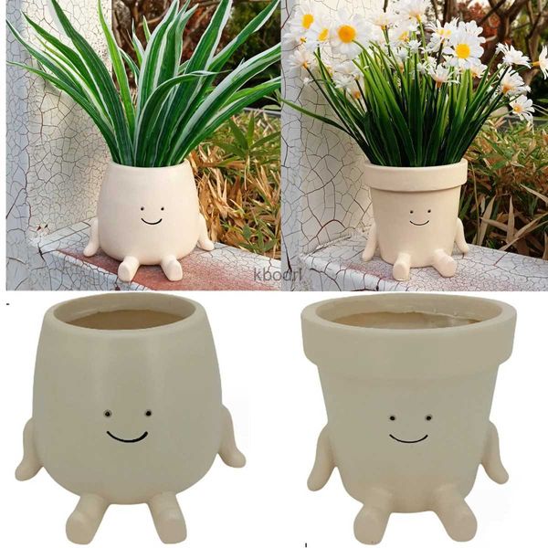 Çiziciler Tencereler Sevimli Yüz Ekici Pot Dikim Konteyner Reçine Duvar Flowerpot Bitki Büyüyen Kaseler Etli Tencereler Kreş Bahçe Dekoru YQ240109