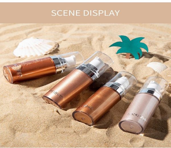 Handaiyan Body Luminizer Bronzer Highlighter Liquid Setting Spray Shimmer Brighten Glow Rose Gold Highlight Maquiagem Waterproof6444516