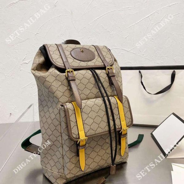 Rucksack-Stil, Designer-Rucksäcke für Männer und Frauen, lässiger Stil, Rucksäcke, Luxurys, große Kapazität, Buchstabendruck, gelber Riemen, solide Tasche, Computer-Schulranzen, Taschen, 2 Farben