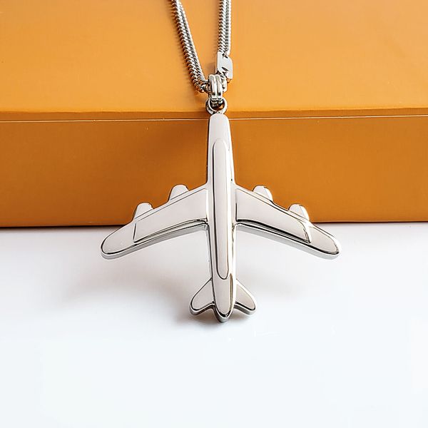 Neue Modedesigner-Flugzeug-Ring-Lock-Anhänger-Halskette, Edelstahl-Paar-Halsketten für Herren-Halsketten und Damen-Schmuckgeschenk