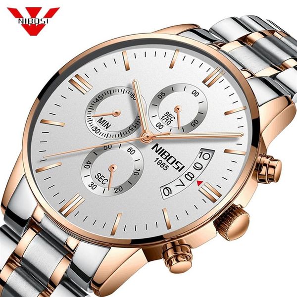 NIBOSI Luxury Top Brand Orologi Moda oro rosa elegante orologio da uomo impermeabile Relogio Masculino orologio da polso al quarzo per uomo251w