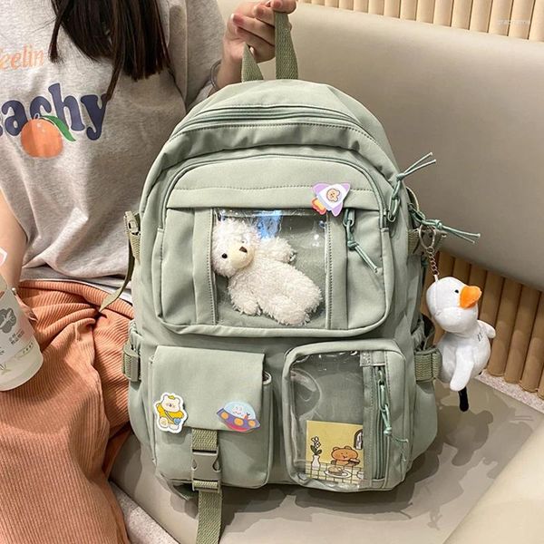 Sacos escolares coreano grande capacidade mochilas mulheres kawaii alta estudantes saco para meninas adolescentes doce viagem à prova d'água