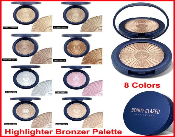 Beleza vitrificada paleta de pó iluminador bronzer contorno brilho sombra blush maquiagem rosto brilho pele iluminar iluminador 8 co4318514