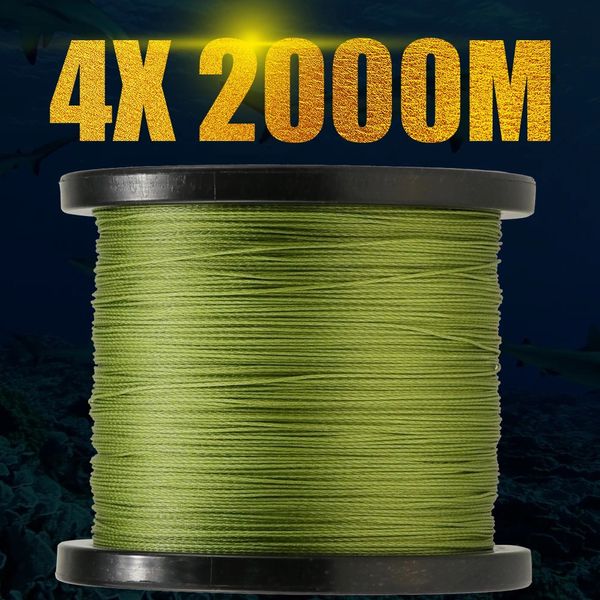 2000m linha longa pesca 4x fios trança linha 6-100lb pe multifilamento pesca de água salgada super linha para ferramentas de pesca corda fios 240108