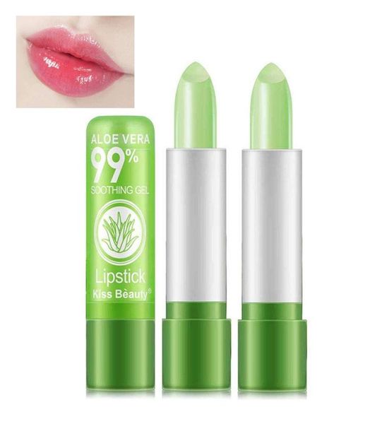 Aloe Vera Balsamo per labbra Nutriente a lunga durata Rossetto verde Labbra Idratante Temperatura magica Cambia colore Trucco labbra4582040