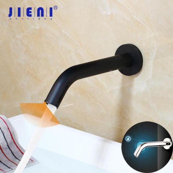 Jieni torneira preta cromada para banheiro, torneira com sensor de montagem na parede, sensor de toque automático, torneira misturadora para pia do banheiro 5266679