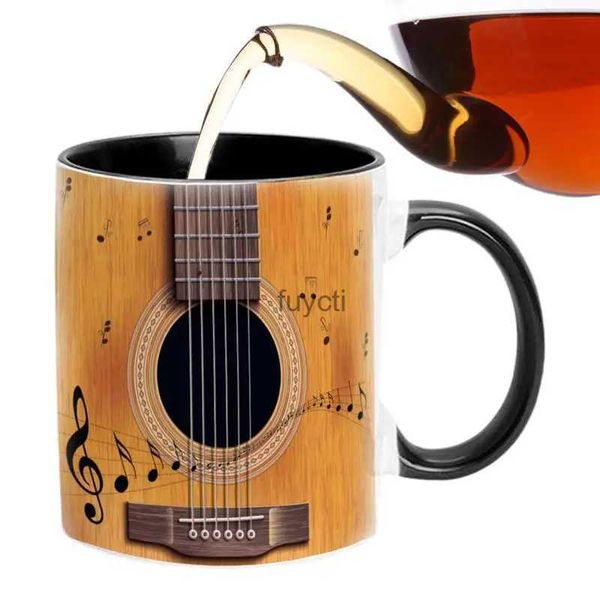 Kupalar 350ml müzikal kahve fincanı müzik temalı gitar fincan kahve fincanları masa dekor gitarlar piyano keman seramik kupa seyahat komik çay kupa yq240109