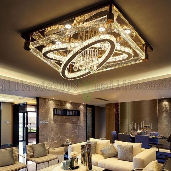 BE50 Einfache moderne kreative rechteckige Deckenleuchte ovale LED-Kristalllampen Wohnzimmer Restaurant Schlafzimmer el Deckenleuchten L242B